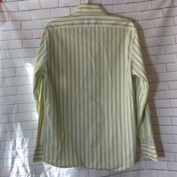 Theory White/Green Striped Button Down Shirt Sz M - Picture 2 of 3